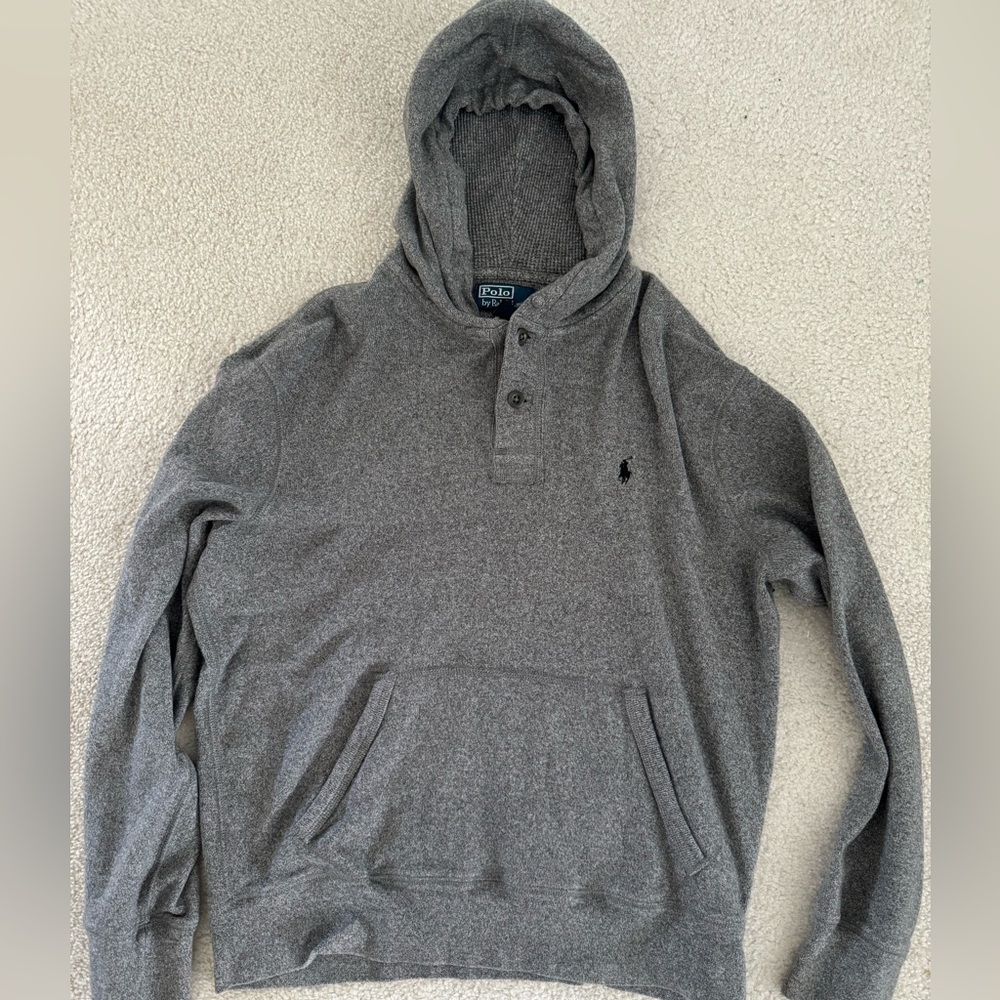 Polo Ralph Lauren Gray Hoodie with buttons Medium